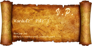 Vankó Pál névjegykártya